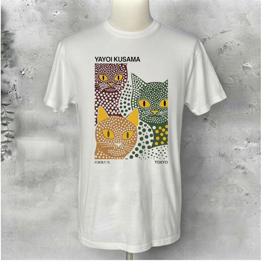 Yayoi Kusama Polka Dot Cats Tokyo Art Memories Graphic T-Shirt